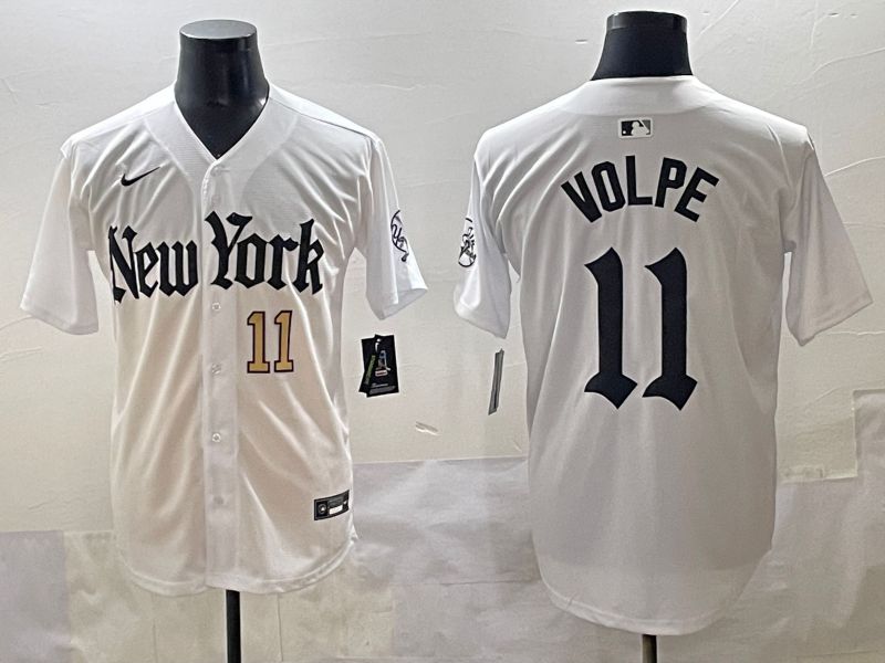 Men 2025 New York Yankees #11 Volpe White Five generations Joint Name Nike MLB Jersey style 35->new york yankees->MLB Jersey